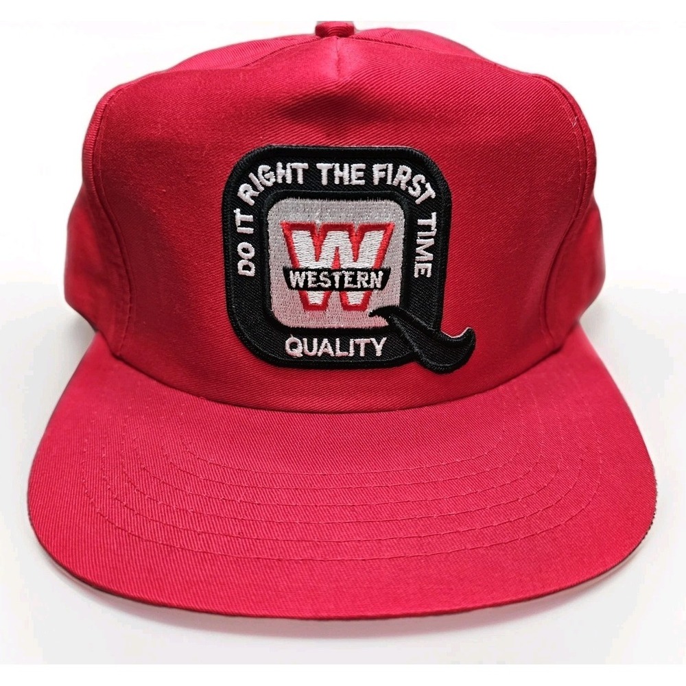 Vintage Trucker‎ Hat Western Trucking Snapback 80's 90's Red Retro Flat Brim